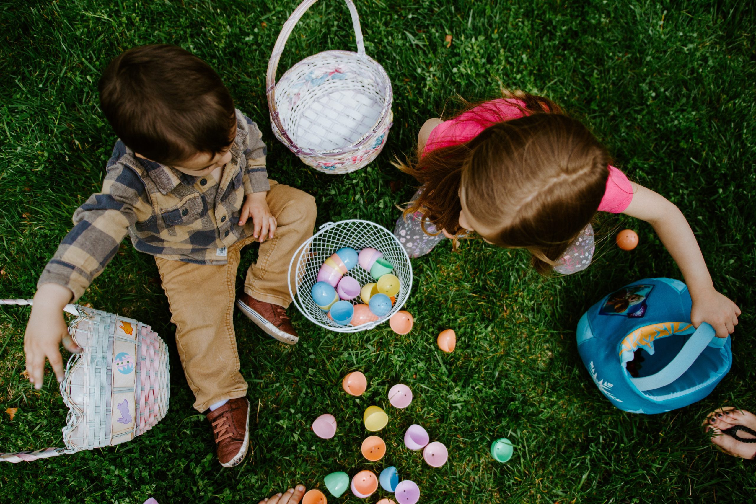 Children playing with Easter eggs